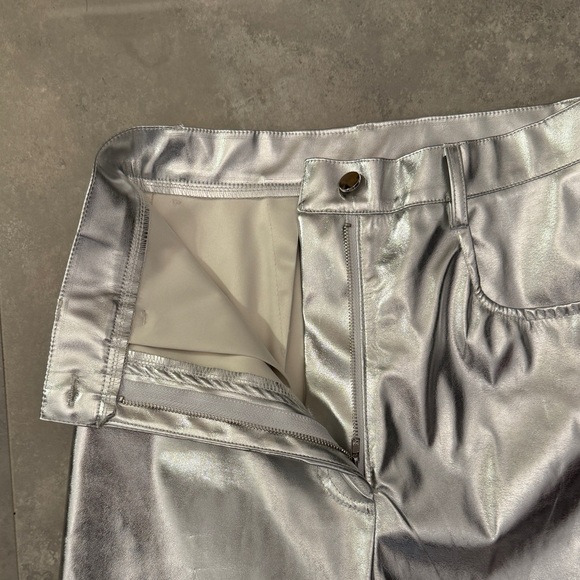 Silver Metallic Straight Leg Pants | S - Picture 3 of 7